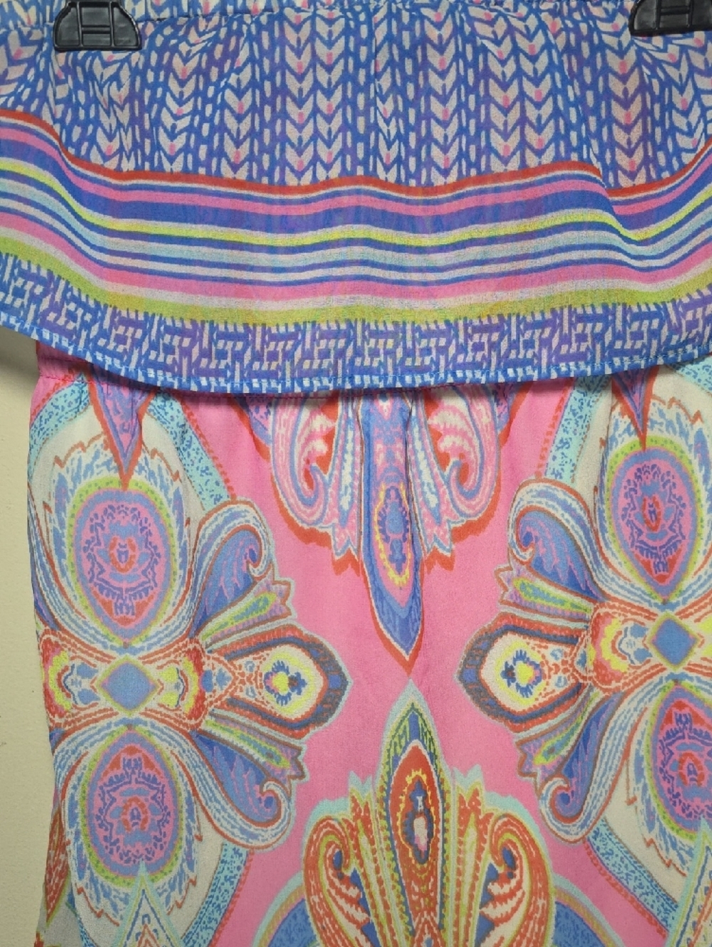 Red Camel Strapless Dress Size M | Boho Paisley Print - Picture 4 of 7